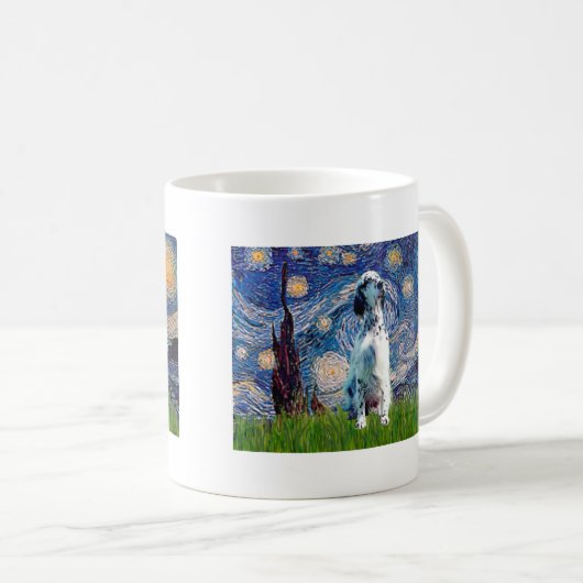 English Setter (BW) - Starry Night Kaffeetasse (VorderseiteRechts)