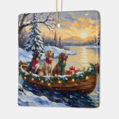 English Setter Christmas Boat Holiday Keramikornament (Links)