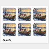 English Setter Christmas Boat Holiday Quadratischer Aufkleber (Blatt)