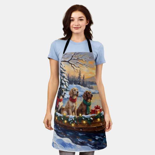 English Setter Christmas Boat Holiday Schürze (Getragen)
