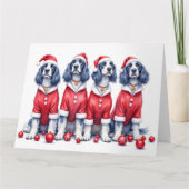 English Setter Christmas Dress Santa Hat Karte (Vorderseite)
