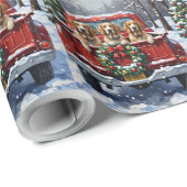 English Setter Christmas Red Truck Holiday Geschenkpapier (Rolleneckpunkt)