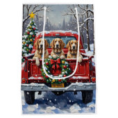 English Setter Christmas Red Truck Holiday Mittlere Geschenktüte (Rückseite)