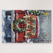 English Setter Christmas Red Truck Holiday Puzzle (Horizontal)