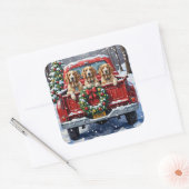 English Setter Christmas Red Truck Holiday Quadratischer Aufkleber (Umschlag)