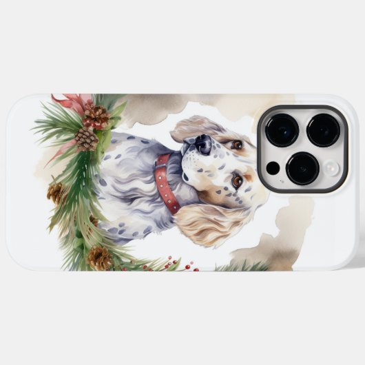 English Setter Christmas Wreath Festivals Case-Mate iPhone Hülle (Rückseite (Horizontal))