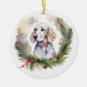 English Setter Christmas Wreath Festivals Keramik Ornament (Vorne)
