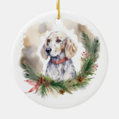 English Setter Christmas Wreath Festivals Keramik Ornament (Hinten)