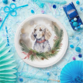 English Setter Christmas Wreath Festivals Pappteller (Party)
