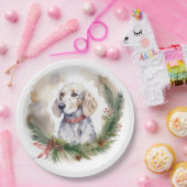 English Setter Christmas Wreath Festivals Pappteller (Party)
