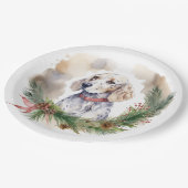 English Setter Christmas Wreath Festivals Pappteller (Schrägansicht)