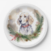 English Setter Christmas Wreath Festivals Pappteller (Vorderseite)