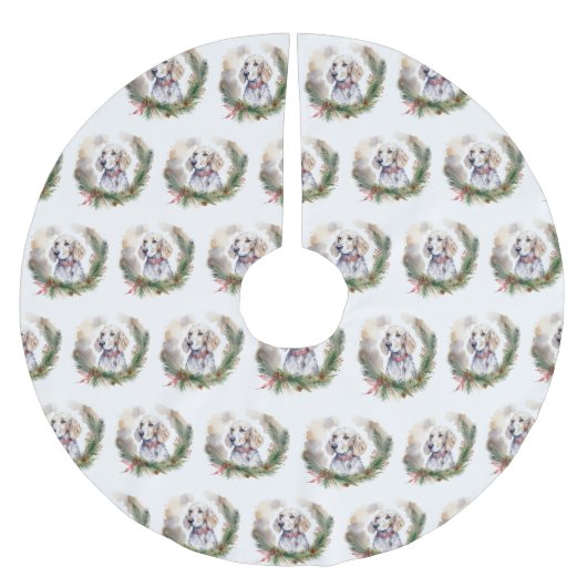 English Setter Christmas Wreath Festivals Polyester Weihnachtsbaumdecke (Vorderseite)