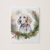English Setter Christmas Wreath Festivals Puzzle (Vertikal)