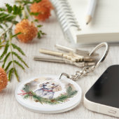 English Setter Christmas Wreath Festivals Schlüsselanhänger (Vorderseite rechts)