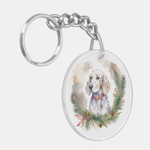 English Setter Christmas Wreath Festivals Schlüsselanhänger
