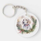 English Setter Christmas Wreath Festivals Schlüsselanhänger (Vorderseite)