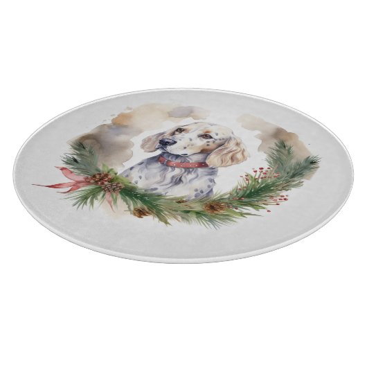 English Setter Christmas Wreath Festivals Schneidebrett (Ecke)
