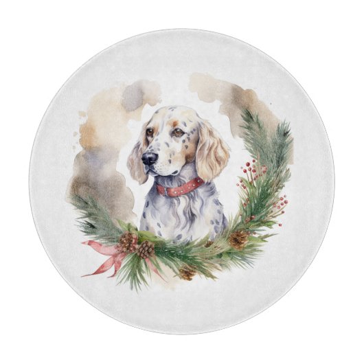 English Setter Christmas Wreath Festivals Schneidebrett (Vorderseite)
