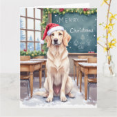 English Setter Cozy Classroom Teacher Santa Karte (Gelbe Blume)