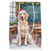 English Setter Cozy Classroom Teacher Santa Mittlere Geschenktüte (Rückseite)