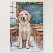 English Setter Cozy Classroom Teacher Santa Puzzle (Vertikal)