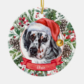 English Setter Custom Santa Dog Weihnachtsdekorati Keramik Ornament (Vorne)
