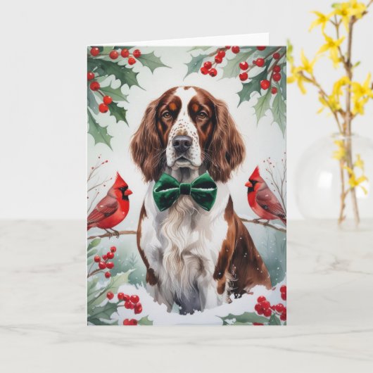 English Setter Dog Christmas Gruß Karte (Gelbe Blume)
