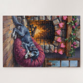 English Setter Dog Cozy Hearth Fairy Lights Puzzle (Horizontal)