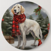 English Setter Dog in Schnee Weihnachten Button (Vorderseite)