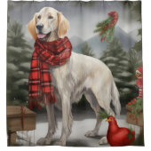 English Setter Dog in Schnee Weihnachten Duschvorhang (Vorderseite)