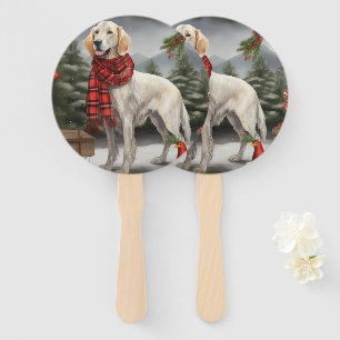 English Setter Dog in Schnee Weihnachten Fächer