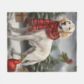 English Setter Dog in Schnee Weihnachten Fleecedecke (Vorderseite (Horizontal))
