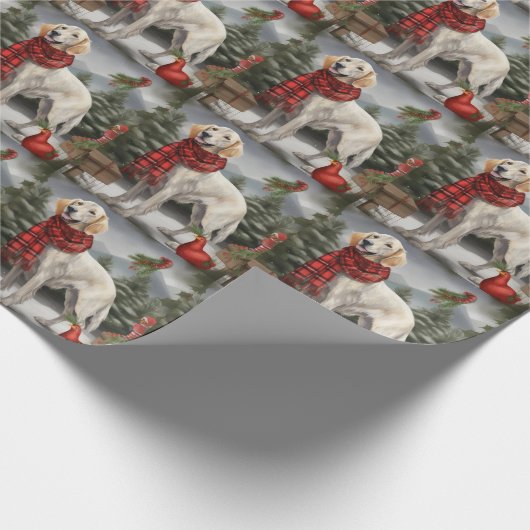 English Setter Dog in Schnee Weihnachten Geschenkpapier (Ecke)