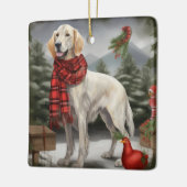 English Setter Dog in Schnee Weihnachten Keramikornament (Links)