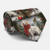English Setter Dog in Schnee Weihnachten Krawatte (Gerollt)