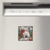 English Setter Dog in Schnee Weihnachten Magnet (In Situ (Geschirrspüler))