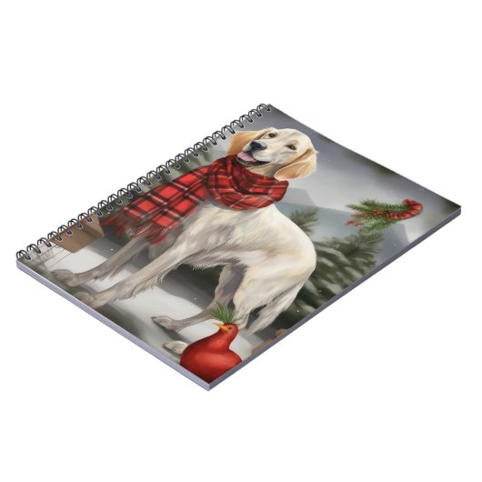 English Setter Dog in Schnee Weihnachten Notizblock (Linke Seite)
