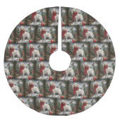 English Setter Dog in Schnee Weihnachten Polyester Weihnachtsbaumdecke (Vorderseite)