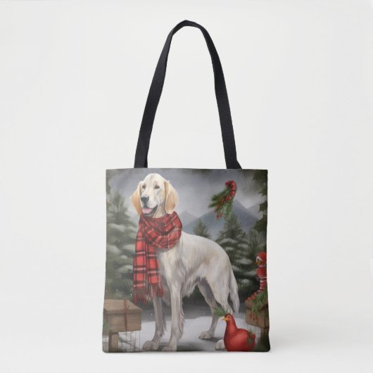 English Setter Dog in Schnee Weihnachten Tasche (Vorderseite)