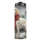 English Setter Dog in Schnee Weihnachten Thermosbecher (Vorderseite)