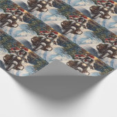 English Setter Dog Riding Motorrad Weihnachten Geschenkpapier (Ecke)