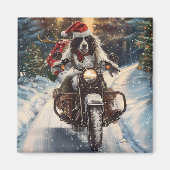 English Setter Dog Riding Motorrad Weihnachten Magnet (Vorne)