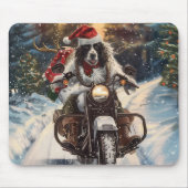 English Setter Dog Riding Motorrad Weihnachten Mousepad (Vorne)
