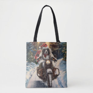 English Setter Dog Riding Motorrad Weihnachten Tasche