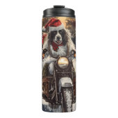 English Setter Dog Riding Motorrad Weihnachten Thermosbecher (Vorderseite)