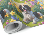 English Setter Dog Spring Blumen Malerei Geschenkpapier (Rolleneckpunkt)