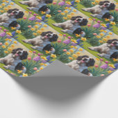 English Setter Dog Spring Blumen Malerei Geschenkpapier (Ecke)