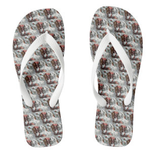 English Setter Dog Weihnachtsfest Badesandalen