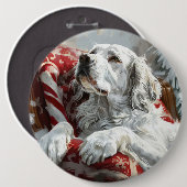 English Setter Dog Weihnachtsfest Button (Vorne & Hinten)